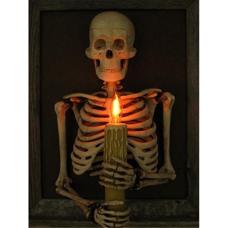 WONDERDESCONCIERTO Framed 3D Medium Skeleton Torso Holding Candle WO1876493